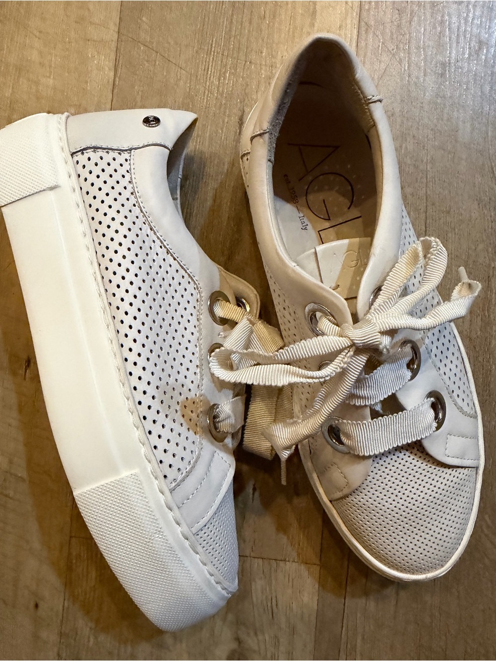 AGL Perforated Leather Platform Sneaker